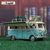 D-Night【In สต็อก】【COD】โมเดลรถเหล็ก Vintage RV แคมเปอร์รถตู้ของเล่นจำลองรถลีมูซีน Beach Bus Home Decor สำหรับชั้นวางของขนาดเล็ก