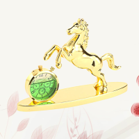 Car Perfume Seat Ornament Alloy Animal Perfume Holder Car Aroma Decoration Car Perfume Accessories with Clock Bottle (Gold