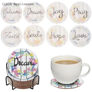 Diamond Painting Cup Mat 8 Pcs Diamond Art Coasters Round Diamond