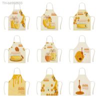 ∋✇✷ Kitchen Natural Honey Moon Bee Apron Sleeveless Apron Woman Kitchen Apron Woman Cooking Baking Bib Cleaning 68x55 Cm Delantal