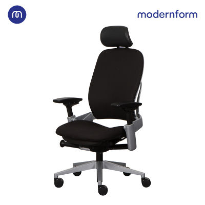 Modernform เก้าอี้ Steelcase  ergonomic รุ่น Leap พนักพิงสูง ระบบโยกแบบเนเทอรัลกลายด์   ขา PLATINUM เบาะเเละพนักผ้าสีดำเก้าอี้เพื่อสุขภาพ เก้าอี้ผู้บริหาร เก้าอี้สำนักงาน เก้าอี้ทำงาน เก้าอี้ออฟฟิศ เก้าอี้แก้ปวดหลัง