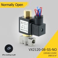 220V 12V DN8 1/4 VX2120-08-SS-NO Normally Open Stainless Steel Solenoid Valve for YDF-LOK LOK DSJ-M 2 Way Oil Acid