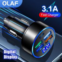 Olaf 5V 3.1A PD Car Phone Charger USB Type C Fast Charging For Mobile Phone Adapter in Car Quick Charge 3.0 with Digital Display Car Chargers