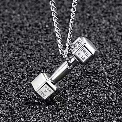 【CW】Gym Necklace Men Dumbbell Pendant Fashion Party Jewelry Fitness Sports Enthusiasts Trend Necklace