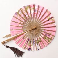 High Quality Delicate Chinese Flower Bamboo Folding Hand Fan for Wedding Christmas Party Decoration Ornaments Hand Held Fans