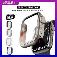 VUAERANG เคสสำหรับ Apple Watch รุ่นอัพเกรด8/7 41มม. 45มม. อุปกรณ์ป้องกันหน้าจอแบบแข็ง Casing PC พร้อมกระจกเทมเปอร์สำหรับ I Watch Series 4/5/6 /Se 44มม. 40มม.