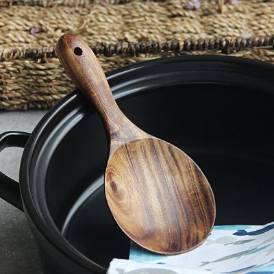 ♧❧ 1 Piece Wooden Rice Spoon Household Wooden Spoon Rice Scoop Unpainted Teak Rice Shovel Rice Cooker Rice Spoon Kitchen Utensils