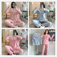 Coral Fleece Women Pajamas Set Warm Thick Flannel Maternity Clothes Nursing Pyjamas Pregnancy Breastfeeding Homewear