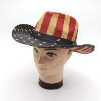 Hot Selling Hat American Flag Retro Fashion Western Cowboy Hat Outdoor Travel Hat Leisure Sunscreen Straw Hat