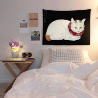 Nordic Ins Oil Painting Cat Wall Hanging Cloth Tapestry Car Vintage Abstract Tapestry Rug Living Room Decor Tapestry