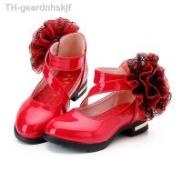 【hot】☇∈✙  Children shoes red girls leather autumn princess high heels student performance sandals lace flower