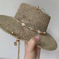 Womens Punk Straw Hat 2023 New Sun Hat Gold Chain Accessories Mens Jazz Hip Hop Summer Hat Punk Style Beach Hat Church Hat