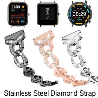 Opaska do zegarka Xiaomi Huami Amazfit Bip U Pro GTS 4/2 Mini bransoletka ze stali nierdzewnej diamentowa opaska na nadgarstek