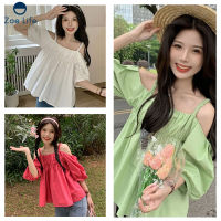 พร้อมส่ง เสื้อสายเดี่ยวปาดไหล่สีพื้น  ครอปคอเหลี่ยม งานสวย  ผ้าใส่สบาย