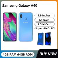 Samsung Galaxy A40 Octa-core 5.9 นิ้ว 4GB RAM 64GB ROM 16MP กล้องด้านหลังคู่ลายนิ้วมือ Android ปลดล็อกโทรศัพท์มือถือ