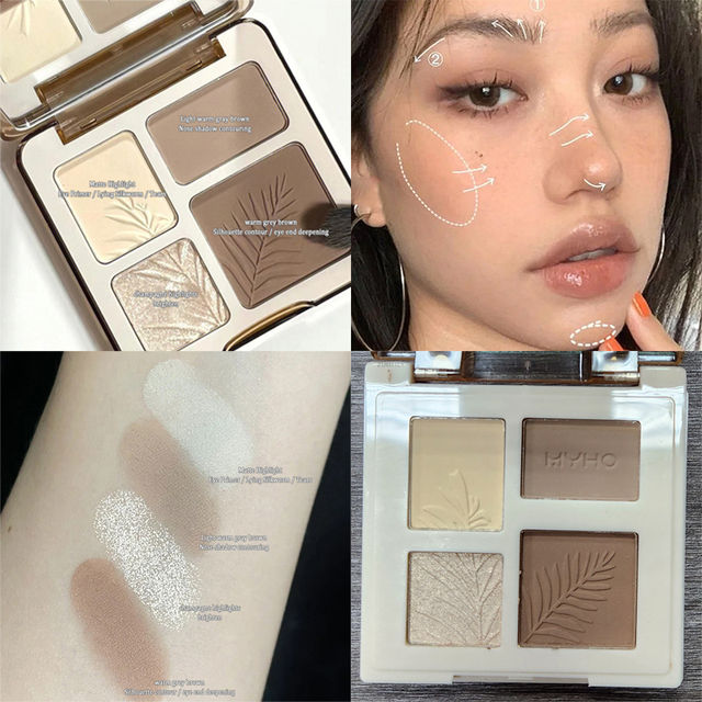 four-color-highlighter-contour-palette-3d-แต่งหน้า-bronzer-matte-contour-powder-rose-blush-highgloss-palette-เครื่องสำอาง