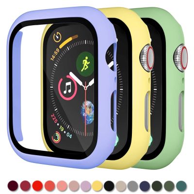 Glass+Case For Apple Watch Series 8 7 6 5 4 3 SE 45mm 41mm 44mm 40mm 42mm iWatch Screen Protector+Cover Apple Watch Accessories Cases Cases