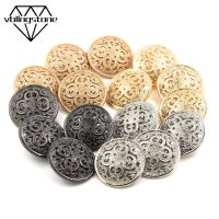 5Pcs Metal Button For Clothes Decorative Gold Buttons Round Hollow Carved Buttons Sewing Scrapbooking Crafts DIY Blazer Sweaters Haberdashery