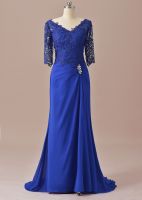 【YF】 Mermaid Half Sleeves Lace Mother Of the Bride Dress Royal Blue For Wedding Groom 2019 Long Formal Evening SLD-M14