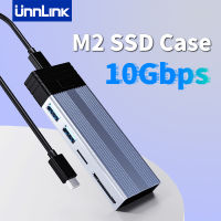 Unnlink เคส SSD M2 10Gbps Dual Protocol NVMengff อะแดปเตอร์ดิสก์ SSD USB3.0 TF SD ไปยัง Type-C Hub อัพเกรดใหม่