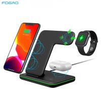 FDGAO 15W 3 in 1 Qi Fast Wireless Charger Pad Dock Station For iPhone 13 12 11 Pro XS XR X 8 Apple Watch 6 5 4 3 2 AirPods Pro