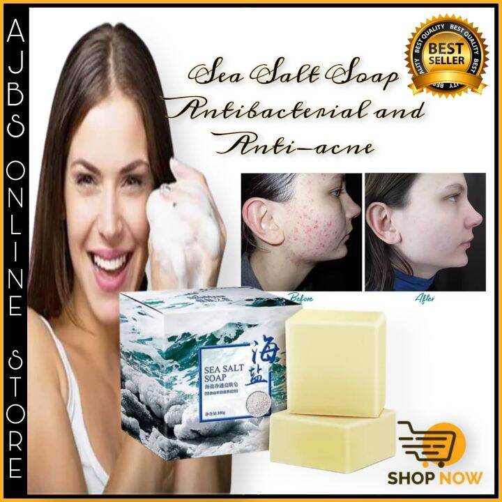 Natural 100g Sea Salt Soap Removal Pimple Pores Acne Treatment Cleaner ...