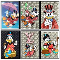 Disney Cartoon Donald Duck Poster Canvas Painting Money Luxury Art Picture Mural Modern Home Wall Prints Kids Room Decoration Wall Décor