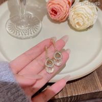 ? เครื่องประดับ S925 silver needle joker temperament teardrop-shaped earrings female ins tide luxury small stud earrings with web celebrity style earrings