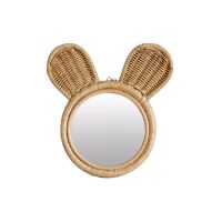 Wall-Mounted Mirror Handmade Natural Rattan Makeup Mirror Cute Monkey Shape Mirror Home Bathroom Decoration