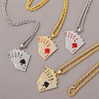 Hip Hop Jewelry Women Men Statement Enamel Playing Cards Pendants Necklaces Hip Hop Jewelry Fashion Gold Silver Color Necklace Fashion Chain Necklaces