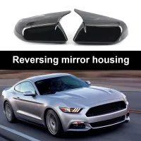 1คู่ Glossy Black คาร์บอนไฟเบอร์สีกระจกมองหลังด้านข้างสำหรับ Ford Mustang 2015-2022 Auto อุปกรณ์เสริมภายนอก