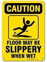 Caution Wet Floor Sign Slippery When Wet,20cmx30cmdustrial Grade Aluminum,Easy Mounting,Rust-/Fade Resistance,Indoor/Outdoor