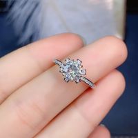 Sterling Silver 925 Mosan Diamond Ring D Color VVS1 Clarity Luxury Jewelry Wedding Engagement Proposal Gift