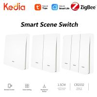 Tuya Zigbee Smart Switch 1/2/3 gang Wireless Wall Push Button Scene Switch Battery Powered Smart Home Smart Life Remote Control