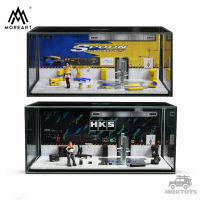 TM More Art 1:64 Diorama กรณีแสดงรถยนต์ซ่อมเครื่องโรงรถ HKS/ช้อน