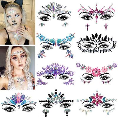 hot！【DT】☎  Eyebrow Sticker Makeup Rhinestones Face Jewelry Adhesive Music