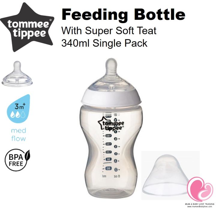 Tommee Tippee Close to Nature PP Feeding Bottle 340ml (Single Pack) with  Super Soft Teat