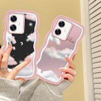 Softcase C53 Realme C55 C33 C30s C30 C31 C11 C12 C35 Realme10 9i 8i 6 5 7i C25 C15ขอบคลื่น C21Y C25Y C20 C3 C2 Narzo50ภาพวาดสีน้ำมันทั้งกลางวันและกลางคืนเมฆดวงจันทร์เคสคู่ดาว