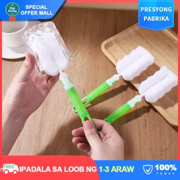 3 Pack Foam Sponge Brush With Adjustable Long Handle For Cleaning Baby  Bottles, Glasses And Cups (random Color)