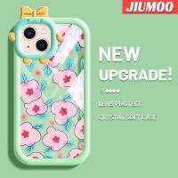 เคส JIUMOO สำหรับ iPhone 13 iPhone 13 Pro iPhone 13 Pro เคสแฟชั่นลายดอกไม้สีชมพูสีสันสดใสน่ารักกล้องมอนสเตอร์น้อยนิ่มสำหรับเลนส์กันกระแทกแบบใสเคสมือถือป้องกันซิลิโคนเรียบง่ายปลอกปลอกความคิดสร้างสรรค์โปร่งใส