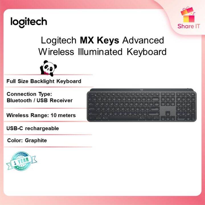 Logitech MX Keys Advanced Wireless Illuminated Keyboard for Home SME ...