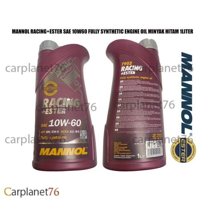 MANNOL RACING+ESTER SAE 10W60 FULLY SYNTHETIC ENGINE OIL MINYAK HITAM ...