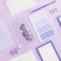 A6 Small Fresh Loose-Leaf Buckle Notebook PVC Transparent Detachable Diary Office Planner Stationery with 4 Stickers