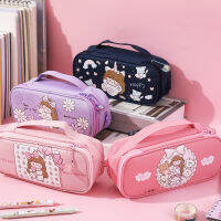 เคสดินสอแบบพกพาสาวน่ารักกล่องดินสอนักเรียนความจุมากสำหรับผู้หญิง,กล่องเครื่องเขียนสไตล์มินิมอลสุดสร้างสรรค์ Tuowenguoji เปิดฤดูกาล