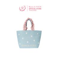 Maison De FLEUR - Daisy denim embroidered frilled handle tote bag