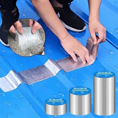 New 10M Foil Butyl Waterproof Glue Tape Pipes Walls Leak Sticker Super Adhesive Tape High Temperature Resistance Aluminum Tape