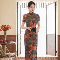 【LZ】℡☸卍  Verão 2023 Melhorado Cheongsam Grande Tamanho Retro Moda Banquete Vestuário Festa Estilo Chinês Evening Qipao Vestido para As Mulheres