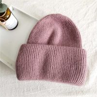 New Year Winter Hats for Women Warm Rabbit Fur Hair Female Caps Fashion Solid Colors Wide Skullie Beanies Vacation Hat
