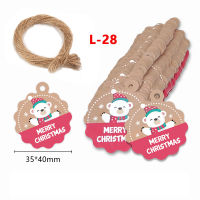 100pcs/set Merry Christmas Tags Hang Tag Ornaments Gift Label Kraft Paper 100pcs/set New Year Decoration Handmade with Rope DIY Card