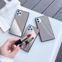 [2023สุดฮอต] เคสโทรศัพท์กระจกแต่งหน้าสี่เหลี่ยมสำหรับ iPhone 14 13 12 11 Pro Max X XS XR 7 8 Plus SE 2020ฝาครอบป้องกันแต่งหน้าสุดหรู